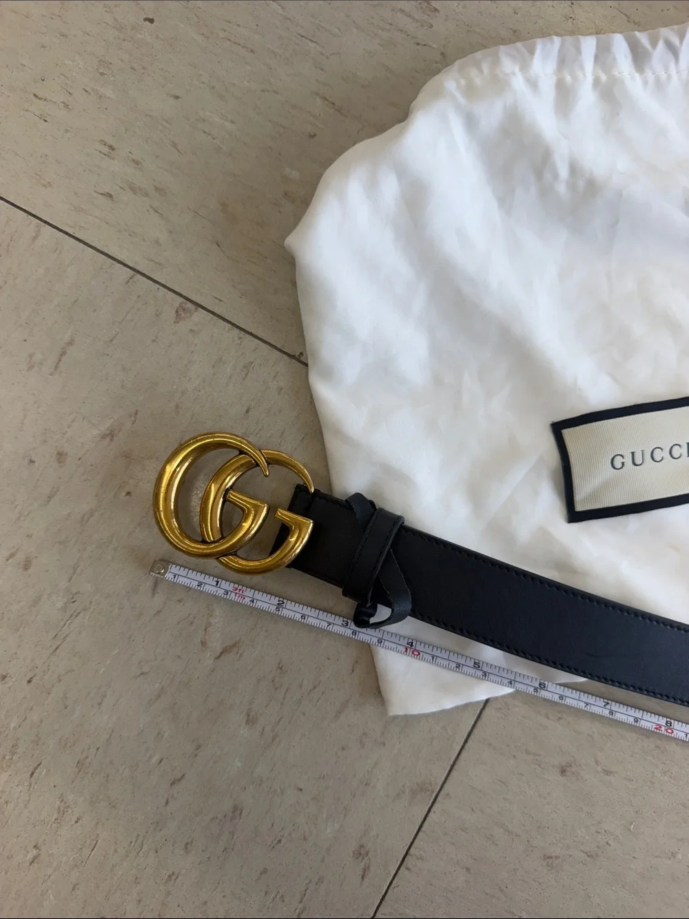 Gucci Black Leather Belt with Gold Double G Buckle